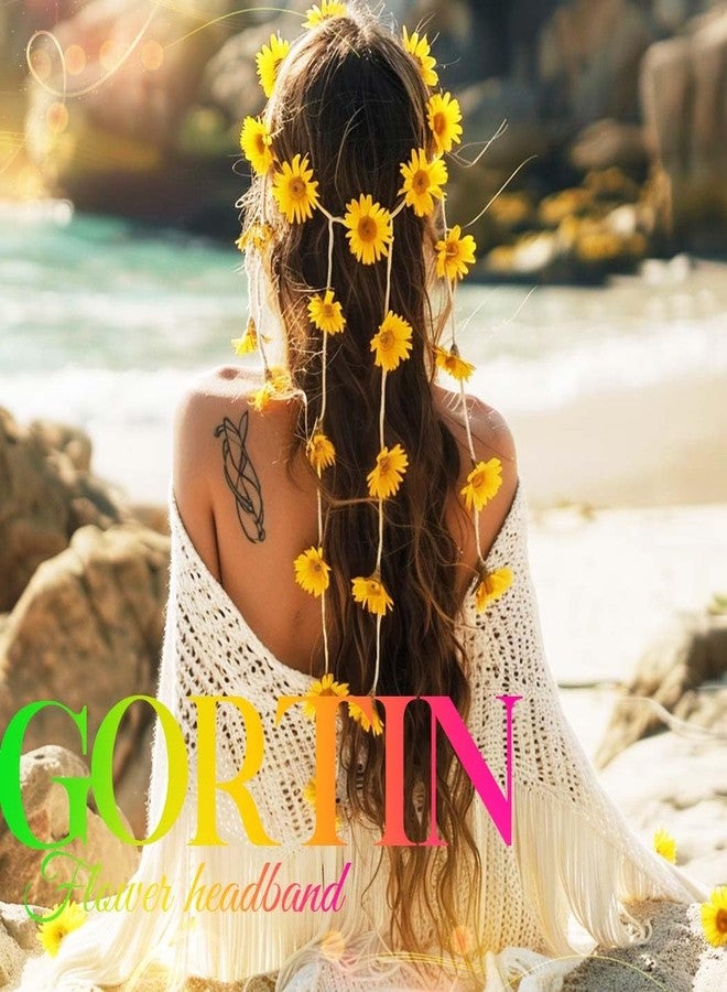 GORTIN Sunflower Headband Light up Daisy Flower Crown Bohemian Hippie Hair Accessories for Women - Image 4