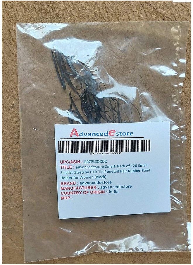advancedestore - Pack Of 120 Small Elastics Stretchy Hair Tie Ponytail Hair Rubber Band Holder For Women (Black) - Image 1