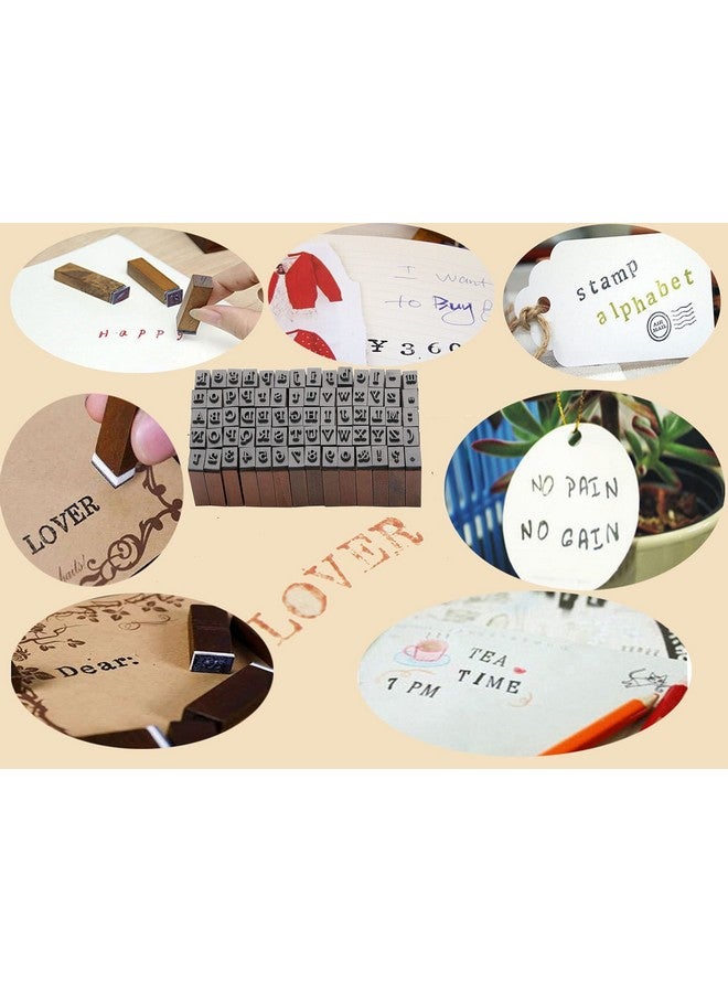 Dedoot Rubber Stamp Letters Alphabets Dedoot 70 Pcs Alphabet Mini Stamps For Pottery Vintage Wooden Number And Letter Symbol For Clay Crafts Card Making Kids Painting - Image 3