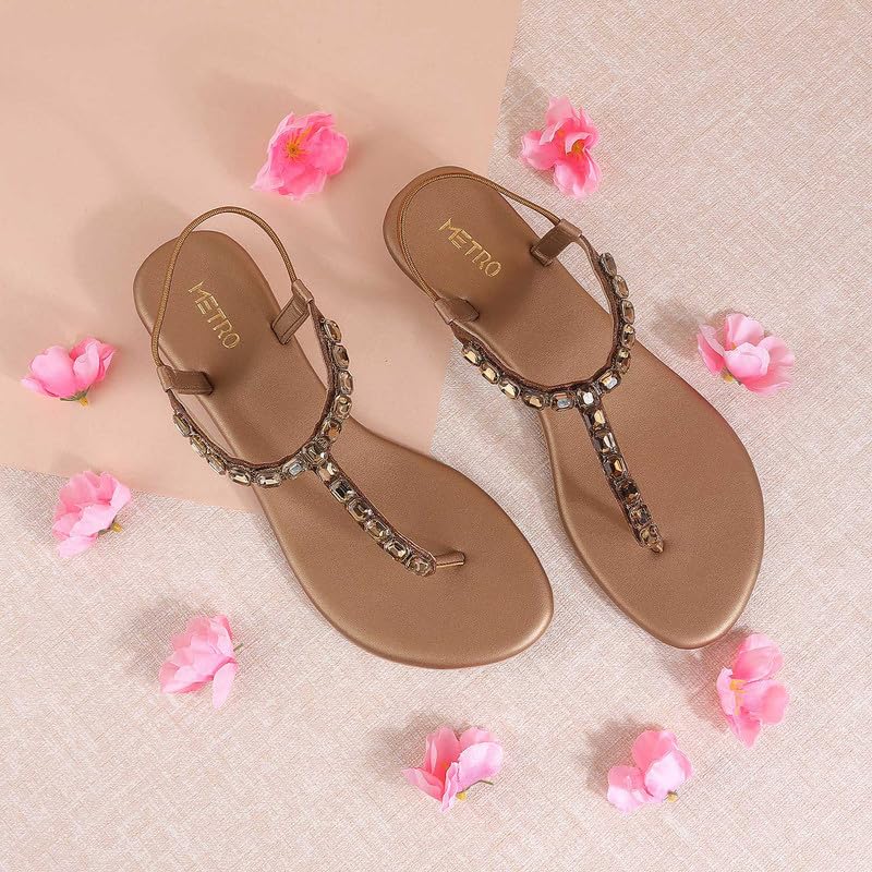 Metro Women Antic Gold Flat Fashion Sandal UK/4 EU/37 (35-323) - Image 2
