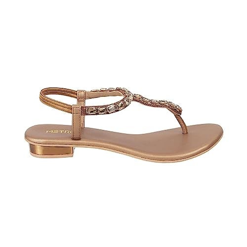 Metro Women Antic Gold Flat Fashion Sandal UK/4 EU/37 (35-323) - Image 3