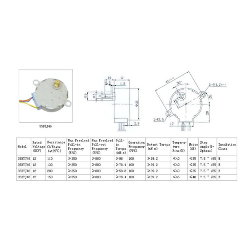 R&D Stepper Motor 35BYJ46-1347 12V DC | High Torque Mini Stepper Motor for Arduino, Robotics, 3D Printers, and DIY Projects - Image 4