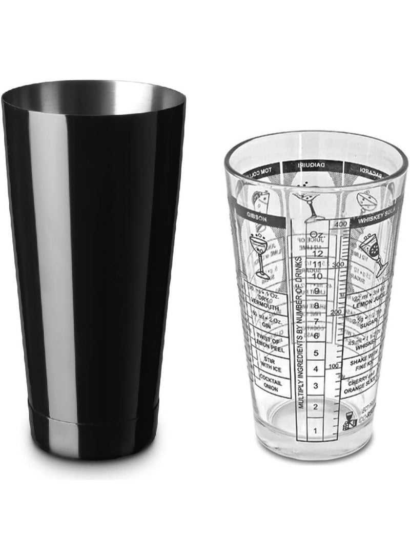 Black Boston Cocktail Shaker Set (2 Pieces), Heavy Duty Professional Bartender Shaker Made of Stainless Steel, Ideal Bar Tool for Mixing Cocktails - Image 1
