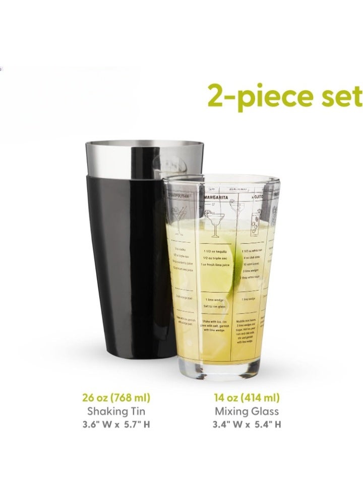 Black Boston Cocktail Shaker Set (2 Pieces), Heavy Duty Professional Bartender Shaker Made of Stainless Steel, Ideal Bar Tool for Mixing Cocktails - Image 3