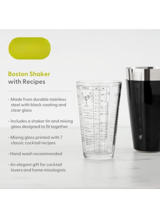 Black Boston Cocktail Shaker Set (2 Pieces), Heavy Duty Professional Bartender Shaker Made of Stainless Steel, Ideal Bar Tool for Mixing Cocktails - Image 4