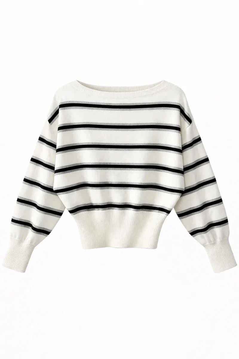 Mixray Mixray Ribbed Boat Neck Sweater