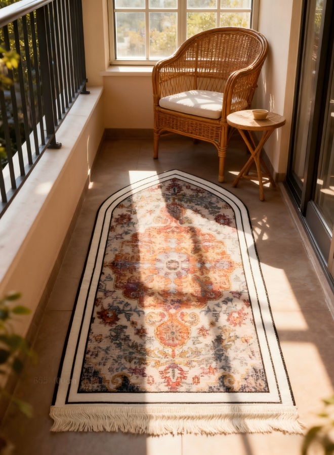 noon east Ramadan Islamic And Mosque Prayer Rug New Design Classical Anti Slip Islam Prayer Rug 65X110 Cm Red / Orange - Image 2
