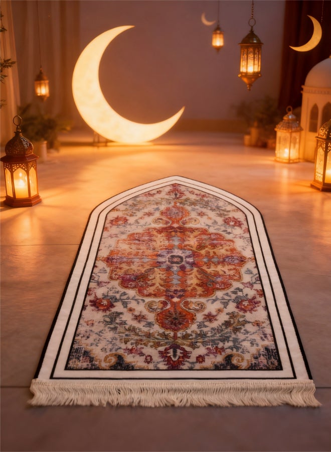 noon east Ramadan Islamic And Mosque Prayer Rug New Design Classical Anti Slip Islam Prayer Rug 65X110 Cm Red / Orange - Image 1