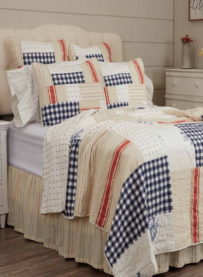 Piper Classics Abigail Ruffled Standard Pillow Case, Set of Two (2), 27" L x 21" W, Plus 5" Ruffle, Soft White Fabric with Red Mini Print, Farmhouse or Cottage Bedding - Image 4