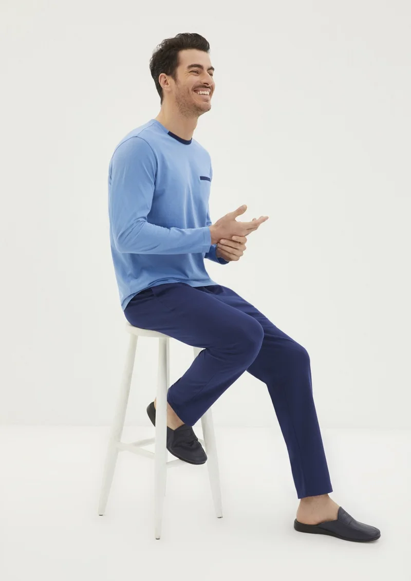 Kiğılı 3-Piece Knitwear Robed Half Crew Neck Pajamas Set