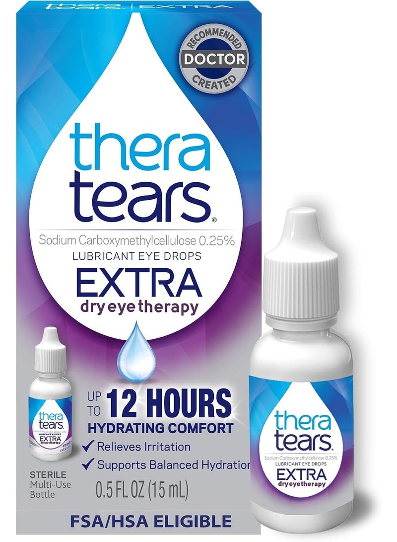 TheraTears Extra Dry Eye Therapy Lubricating Eye Drops for Dry Eyes, 0.5 fl oz Bottle - Image 1