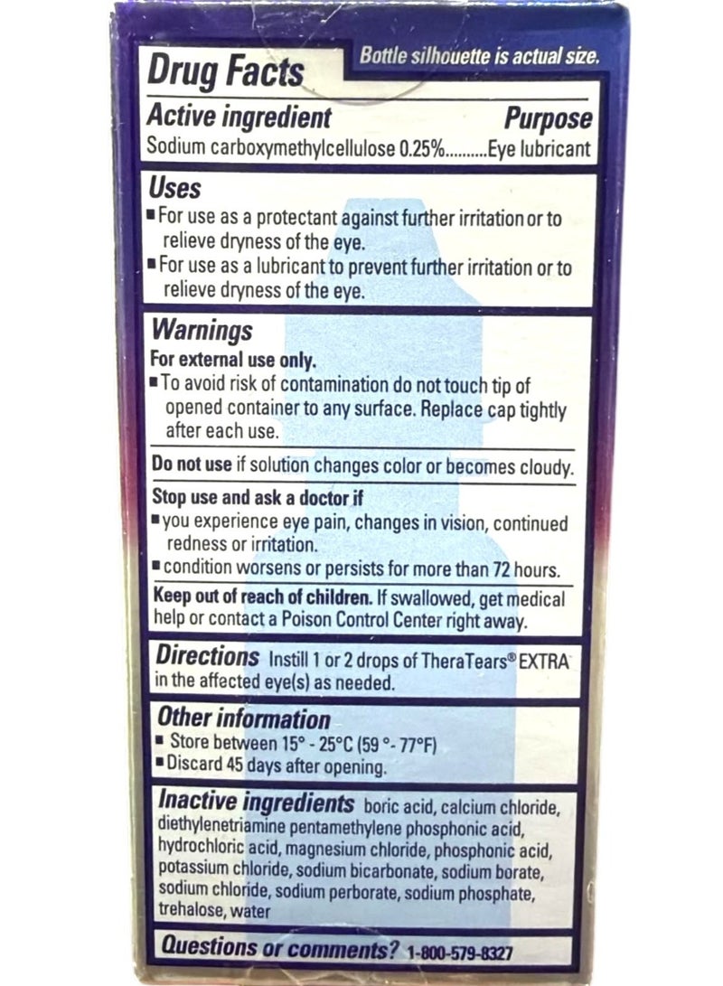 TheraTears Extra Dry Eye Therapy Lubricating Eye Drops for Dry Eyes, 0.5 fl oz Bottle - Image 2