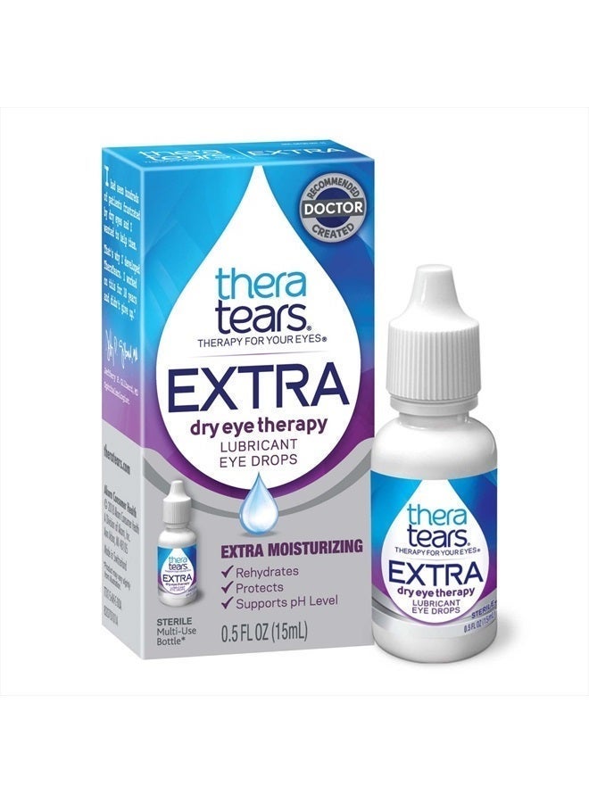 TheraTears Extra Dry Eye Therapy Lubricating Eye Drops for Dry Eyes, 0.5 fl oz Bottle - Image 4