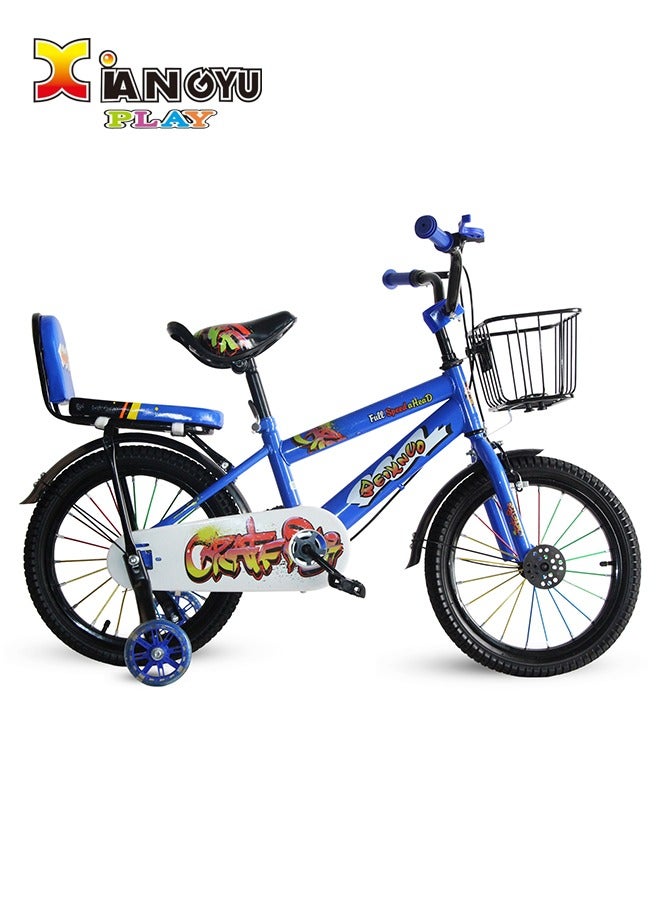 XIANGYU Suitable For Children To Ride a 16 Inch Blue Bicycle With Auxiliary Wheels - Image 1