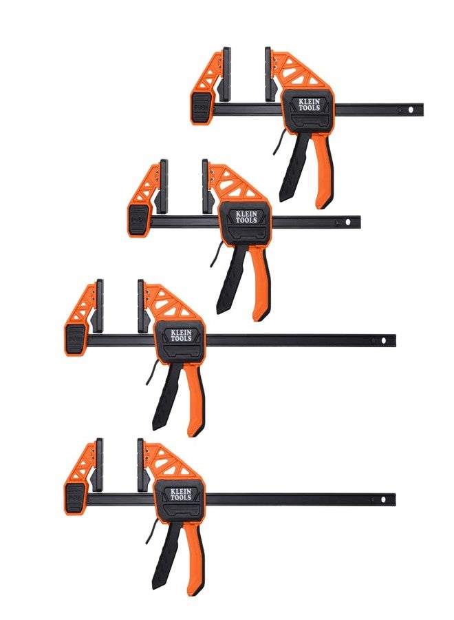 Klein Tools 47552 Speed-Klamp 6-Inch and 12-Inch, Clamp / Spreader 4-Pack, 150-Pound Clamping Force, One-Handed-Operation for Woodworking and Metal Projects - Image 1