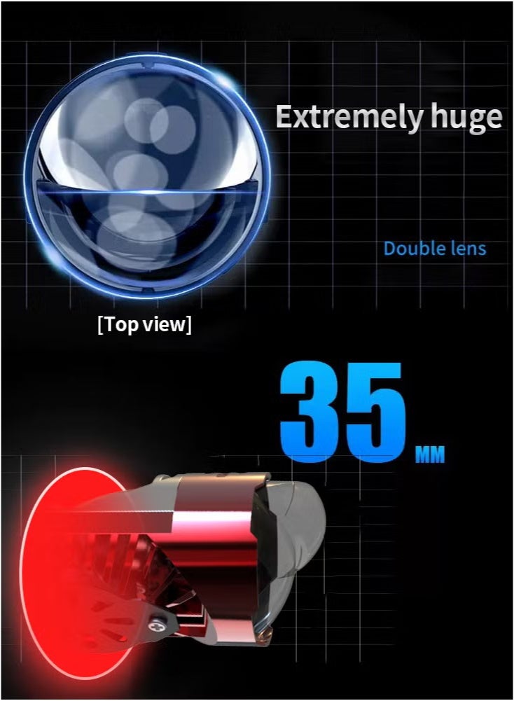 A5 high-power 50W dual light H4 small lens integrated high and low distance ultra bright motorcycle light directly inserted into car LED headlights - Image 4