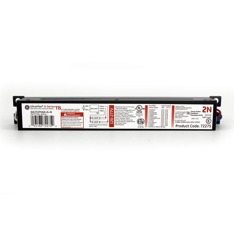 GE Lighting 72275 GE232MVN 120277Volt MultiVolt ProLine Electronic Fluorescent T8 Instant Start Ballast 2 or 1 F32T8 Lamps