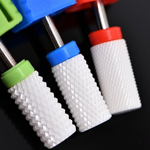 Angzhili 3 Pcs/Set Ceramic Nail Drill Bits Set Manicure Machine Accessories Professional Electric Nail Drill Bits for Acrylic Nails Nail Art Tools Size 3/32" (Large Barrel Top, Coarse+Medium+Fine) - Image 4