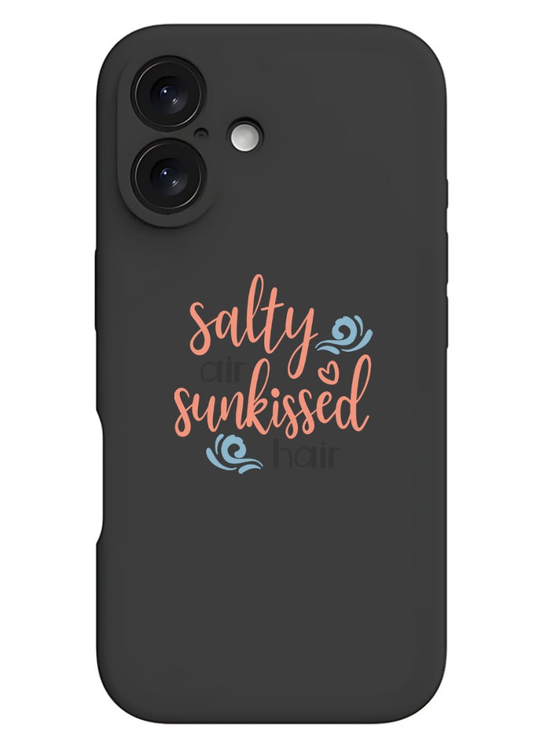 Theodor iPhone 16 Black Protective Slim Fit Case Liquid Silicone Cover with Full Body Protection Anti-Scratch Shockproof Case For iPhone - Salty air sunkissed air - Image 1