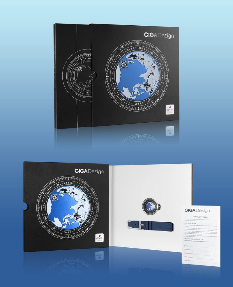 CIGA Design ساعة ميكانيكية أوتوماتيكية من CIGA Design - كوكب أزرق - سلسلة U - علبة من التيتانيوم - زجاج ياقوتي - حزام من الفلورورubber للرجال والنساء - Image 5