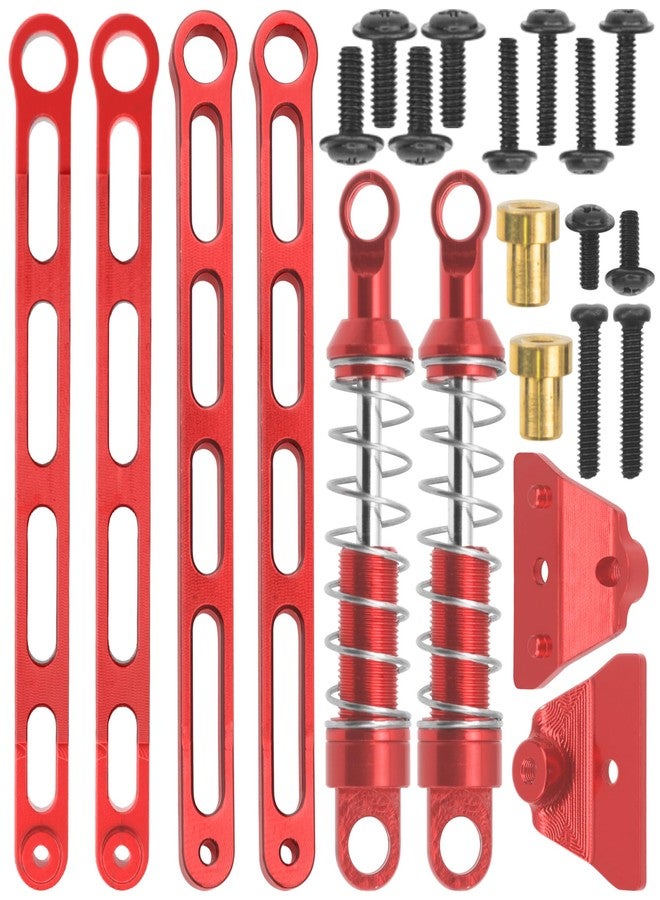 Share Goo ShareGoo Front Shock Absorbers Pull Rod w/Shock Tower Mount Compatible with MN MN82 LC79 MN78 1/12 RC Car Upgrades Parts (Red) - Image 1