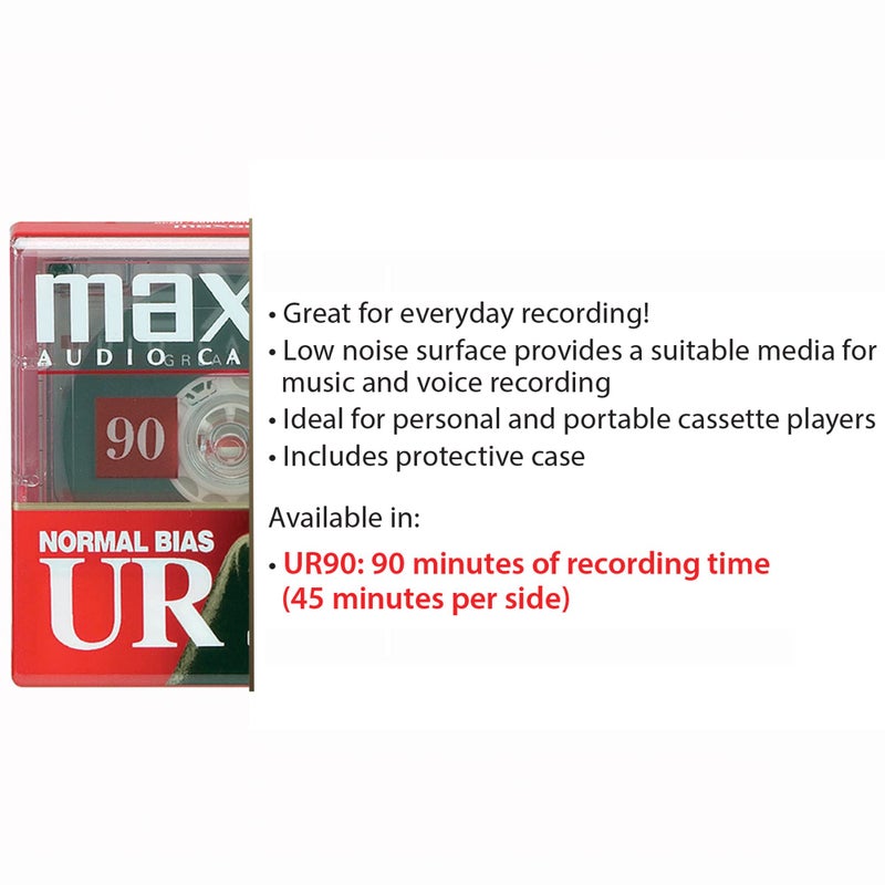 Maxell Maxell – 108527, Blank Audio Recording Cassette Tapes - Protective Cases, Low Noise & 90 Min Total Length (45 Min Per Side) - Ideal for Music, Voice Recordings & Portable Use - One Color, One Size - Image 5