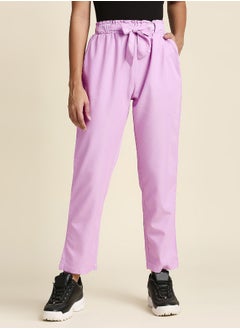 HIGH STAR Women Purple Straight Fit High-Rise Trousers 