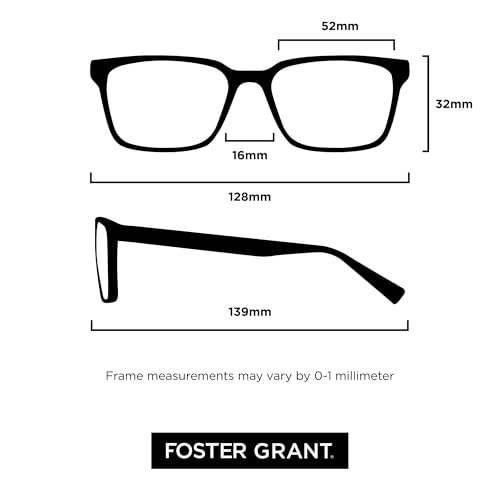 Foster Grant نظارات قراءة مربعة للرجال من فوستر غرانت، رمادي غامق/شفاف، 59 مم + 2.5 - Image 4