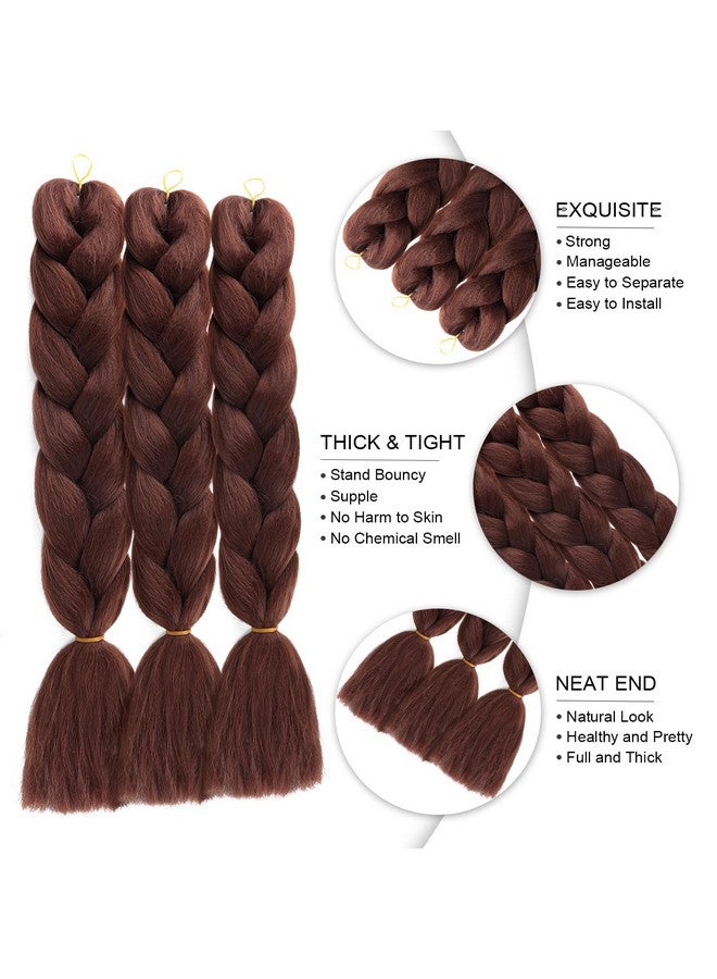 SuCoo Jumbo Braiding Hair Extensions Brown Colored High Temperature Crochet Twist Hair For Braiding 3Pcs Pack 24 Inch (A8) - Image 1