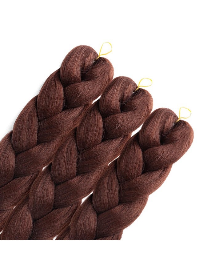 SuCoo Jumbo Braiding Hair Extensions Brown Colored High Temperature Crochet Twist Hair For Braiding 3Pcs Pack 24 Inch (A8) - Image 2