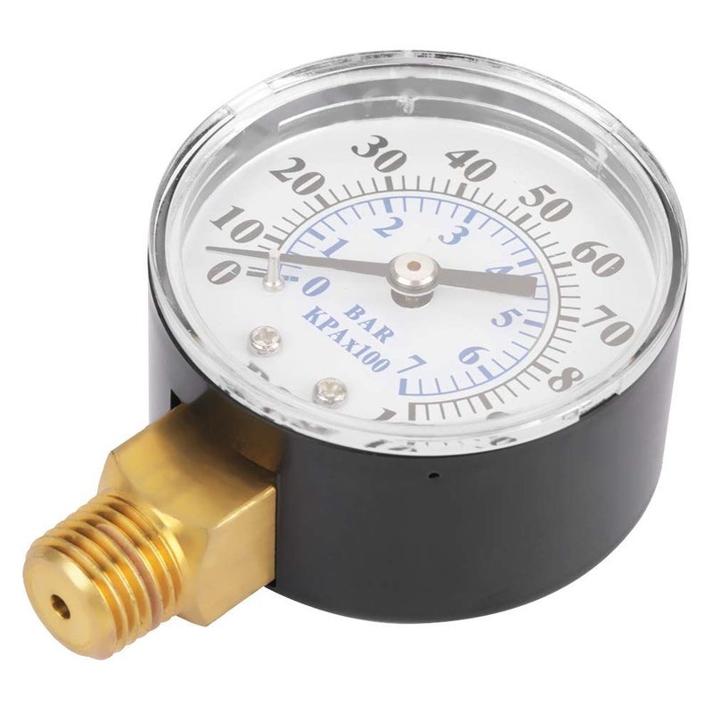 0-100 PSI 0-7 Bar Pressure Manometer 1/4 NPT Entry Easy Installation Metal Case - Image 2