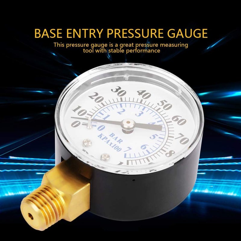 0-100 PSI 0-7 Bar Pressure Manometer 1/4 NPT Entry Easy Installation Metal Case - Image 4