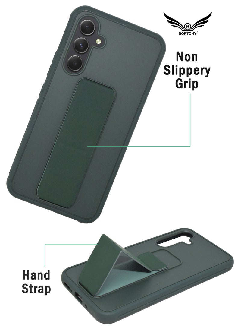 BORTONY Samsung A34 5G Case with Magnetic Car Mount Kickstand Holder Premium Silicone Vertical and Horizontal Hand Strap Grip Cover for Samsung Galaxy A34 5G - Image 4