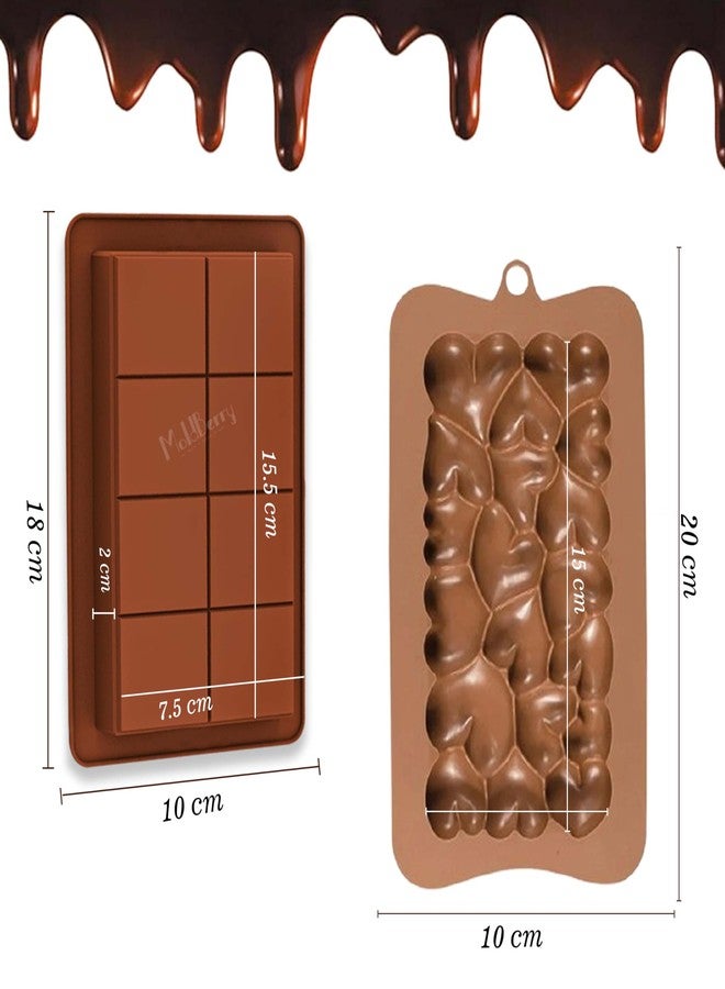MoldBerry Silicone Kunafa Chocolate Bar Mold & 3D Heart Shape Chocolate Mold Combo | Non-Stick DIY Baking Moulds for Chocolate, Candy, Desserts, Festival & Gifting (Pack of 2) - Image 2