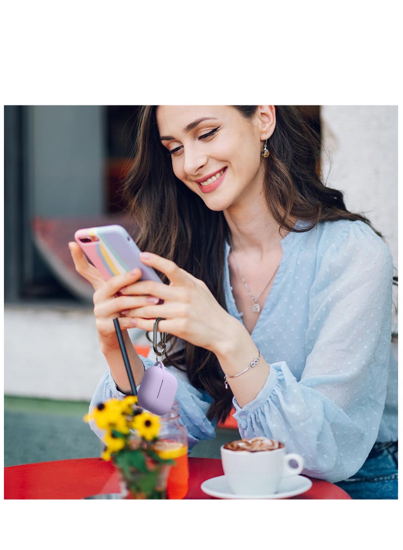 SZOXST AirPods 4 Case Cover with Keychain Full Body Protective Shockproof Cute Soft Silicone Compatible with Airpods 4th Generation Case 2024 for Women Men Front LED Visible Purple - Image 5