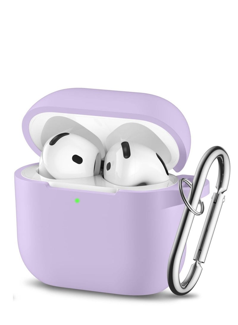 سزوكست غطاء حافظة AirPods 4 AirPods 4 مع سلسلة مفاتيح واقية لكامل الجسم مقاومة للصدمات من السيليكون الناعم اللطيف متوافق مع حافظة AirPods الجيل الرابع 2024 للنساء والرجال LED أمامية مرئية باللون الأرجواني - Image 1