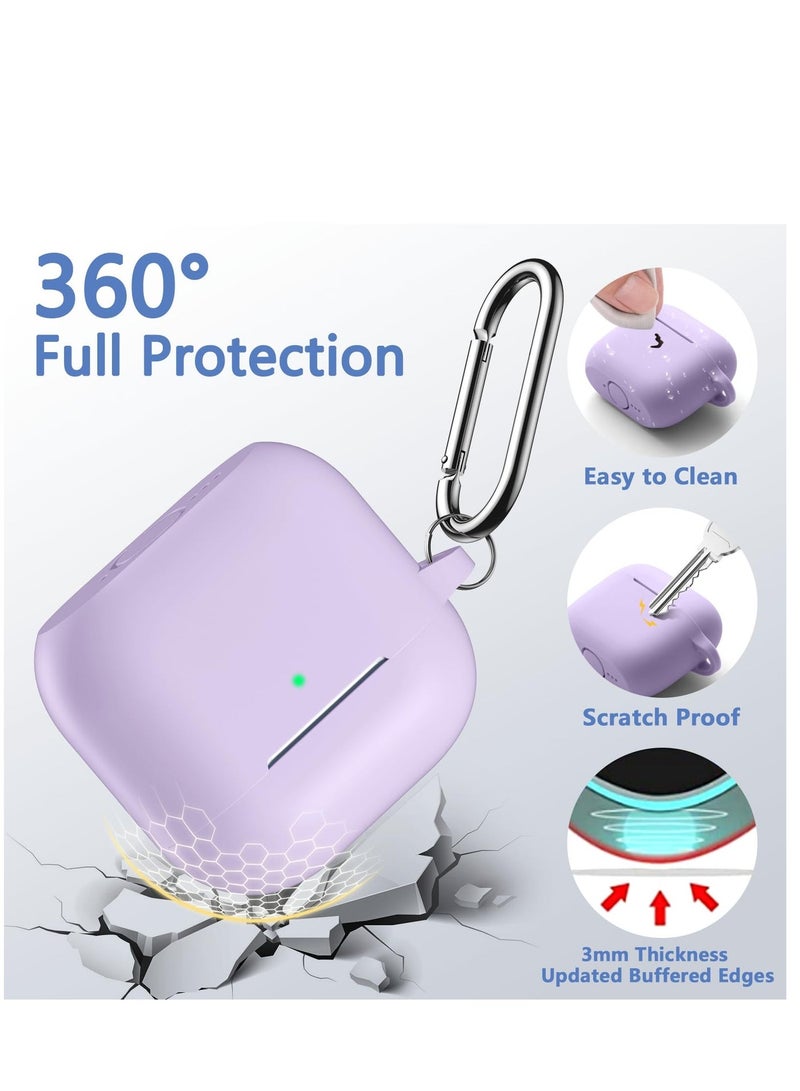 سزوكست غطاء حافظة AirPods 4 AirPods 4 مع سلسلة مفاتيح واقية لكامل الجسم مقاومة للصدمات من السيليكون الناعم اللطيف متوافق مع حافظة AirPods الجيل الرابع 2024 للنساء والرجال LED أمامية مرئية باللون الأرجواني - Image 3