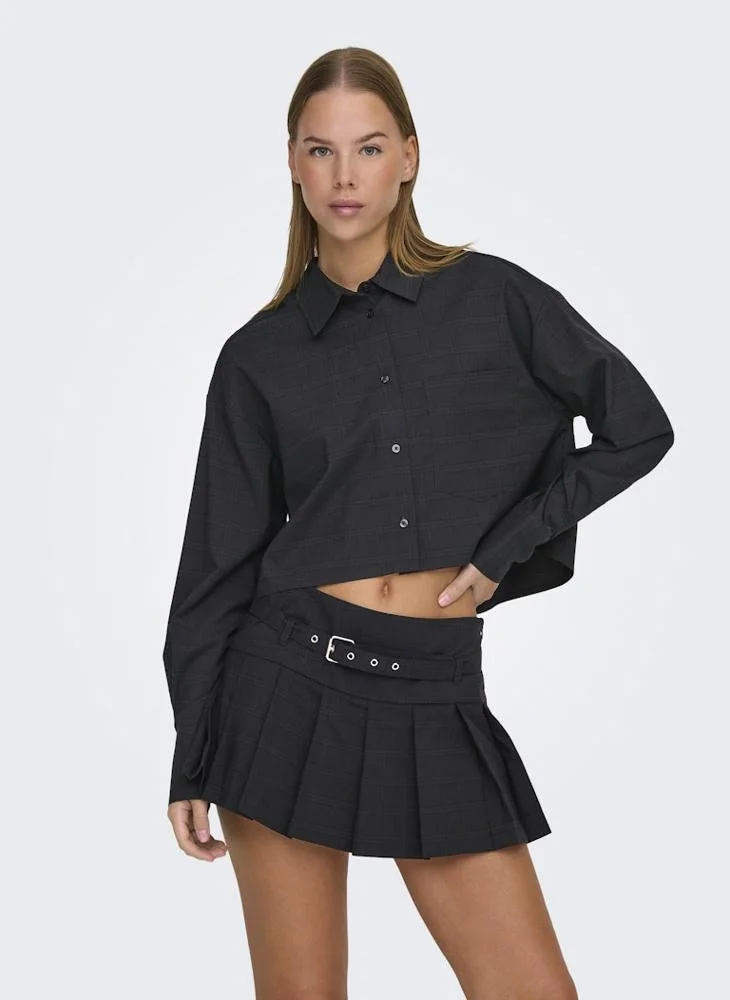 اونلي Checkered Cropped Shirt