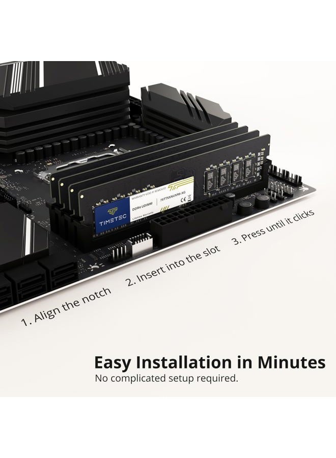 Timetec 32GB KIT(2x16GB) DDR4 2666MHz PC4-21300 Non-ECC Unbuffered 1.2V CL19 2Rx8 Dual Rank 288 Pin UDIMM Desktop Memory RAM Module Upgrade (32GB KIT(2x16GB)) - Image 4