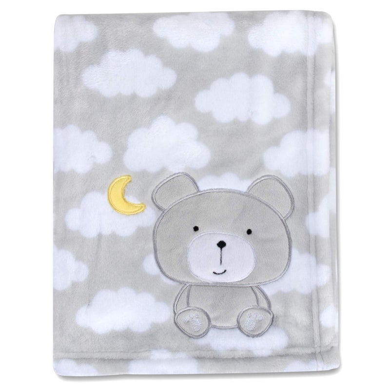 Baby Essentials Plush Fleece Throw and Receiving Baby Blankets for Boys and Girls 30x36 Grey Bear 