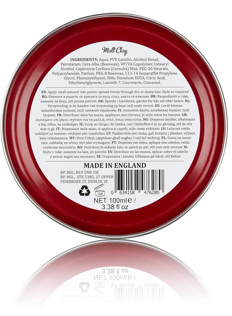 Dapper Dan Strong Hold Matte Clay, 100ml - Smoked Saffron & Leather Fragranced Hair Styling Clay for Men