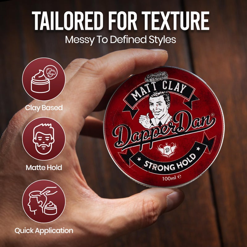 Dapper Dan Strong Hold Matte Clay, 100ml - Smoked Saffron & Leather Fragranced Hair Styling Clay for Men - Image 4