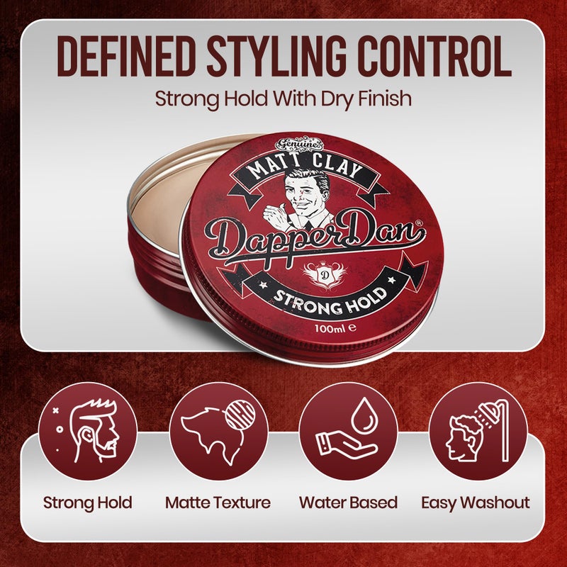 Dapper Dan Strong Hold Matte Clay, 100ml - Smoked Saffron & Leather Fragranced Hair Styling Clay for Men - Image 2
