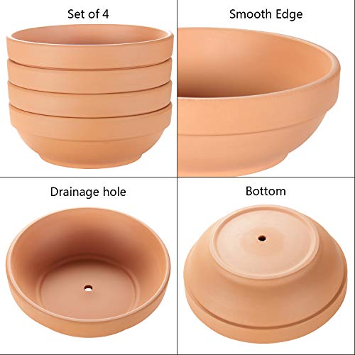 Laerjin Clay Pots for Plants with Drainage Hole, 4 Pack Large Terra Cotta Plant Pot, 7.67 Inch Terracotta Pot Ceramic Pottery Planter Cactus Flower Pots - Image 3