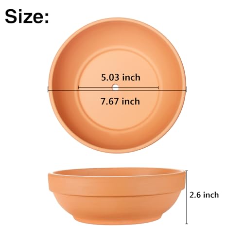 Laerjin Clay Pots for Plants with Drainage Hole, 4 Pack Large Terra Cotta Plant Pot, 7.67 Inch Terracotta Pot Ceramic Pottery Planter Cactus Flower Pots - Image 2