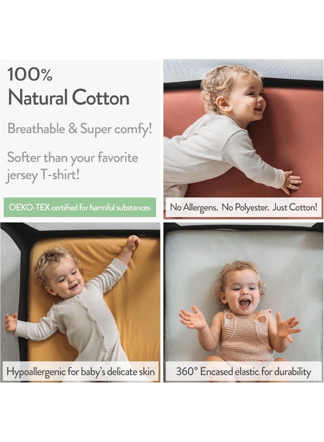 Joey + Joan Joey + Joan Bedside Sleeper Bassinet Fitted Sheets 33x20 for Maxi COSI Iora, Koola Baby, Baby Joy, Angelbliss, Kidsclub Bedside Bassinet – 100% Jersey Cotton – Beige Rusty Brown – 2 Pack - Image 3