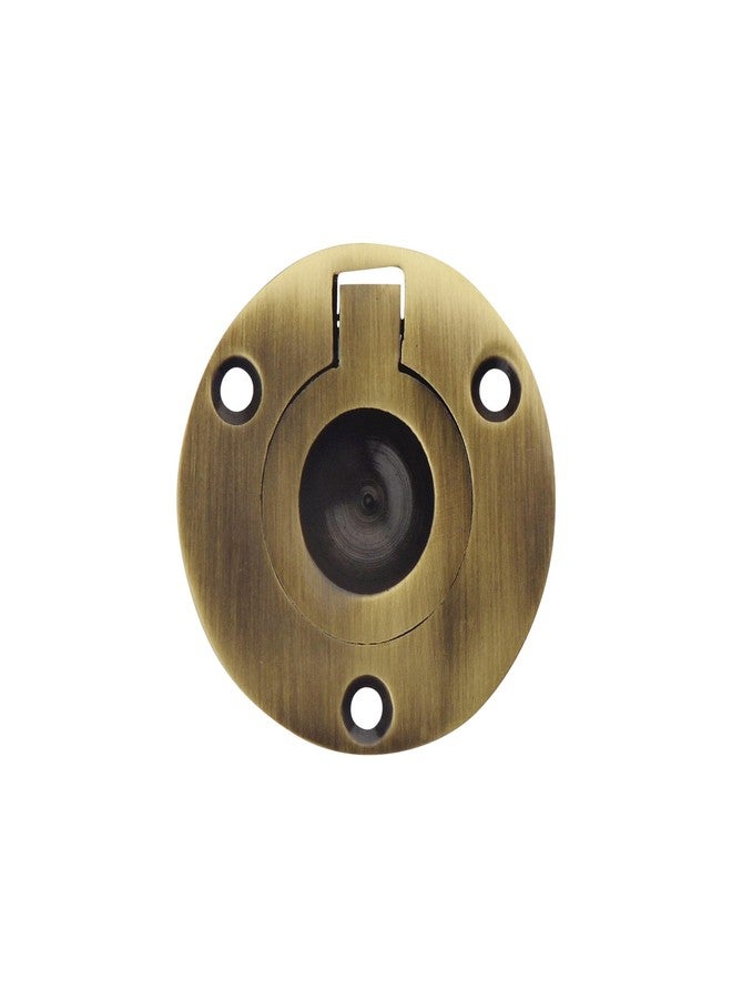 HOBKNOBS Round Flush Antique Brass Cabinet Drawer Pull Handle - Brownish Gold. - Image 1