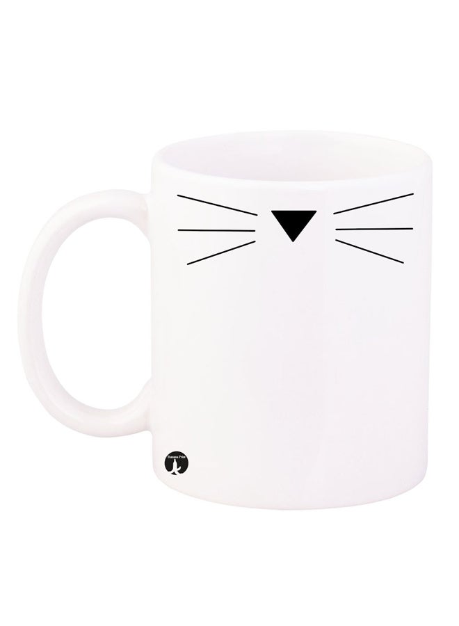 RYN Cat Whiskers Printed Coffee Mug White/Black 11ounce