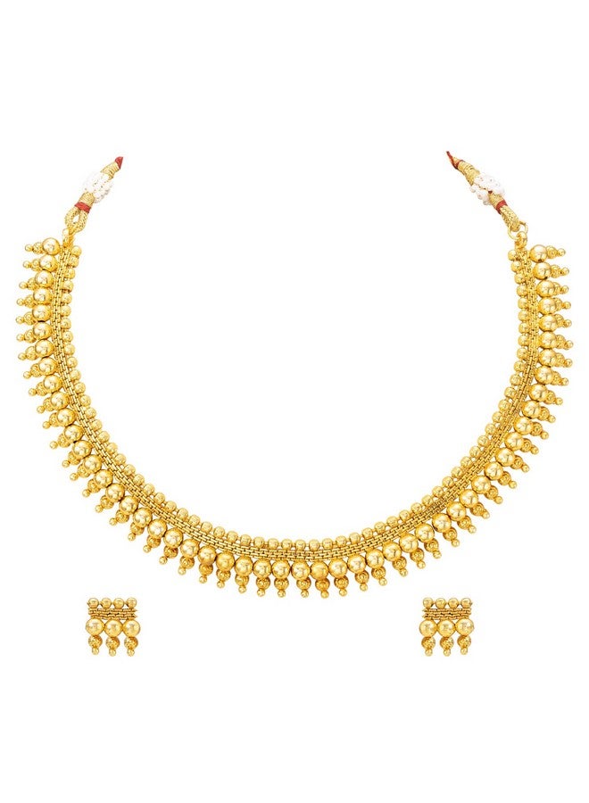 Peora Gold Plated Elegant Indian Traditional Choker Necklace with Earring Jewellery Set for Women Girls - Image 1