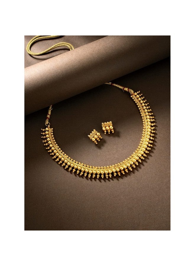 Peora Gold Plated Elegant Indian Traditional Choker Necklace with Earring Jewellery Set for Women Girls - Image 3